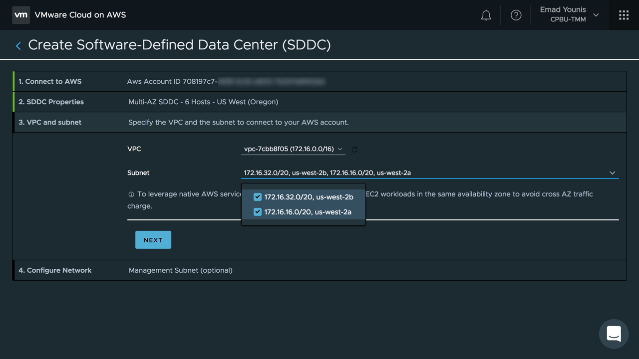 Stretched Clusters for VMware Cloud on AWS - VPC and Subnets